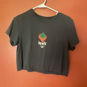 Levi's Charcoal Gray Crewneck Tee with White Logo Print